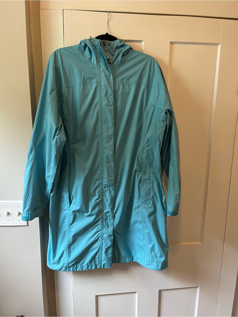 L.L. Bean Blue Women’s Trench Rain Coat Hooded Size Large